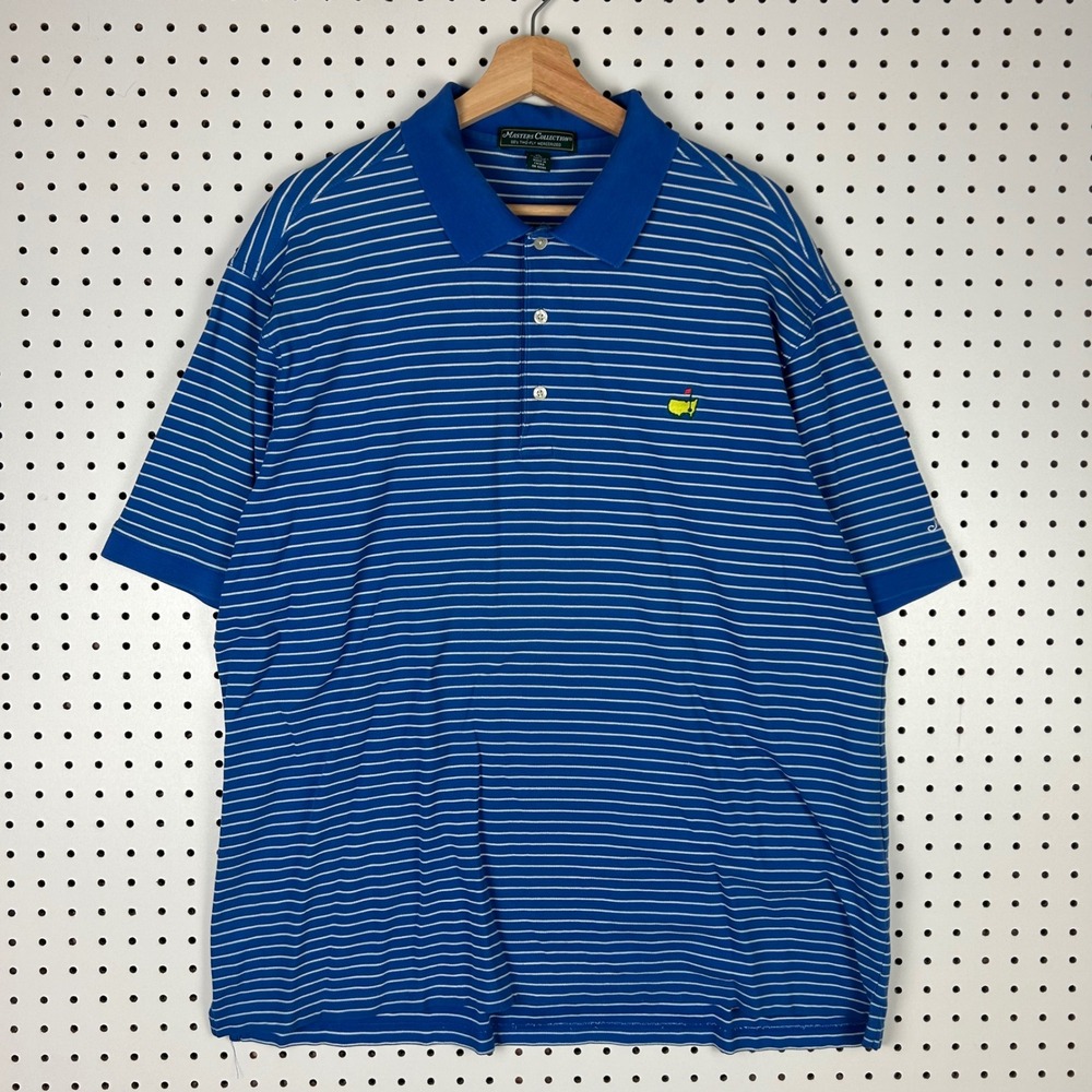 Masters Collection XL Blue Striped Pima Cotton Polo Shirt Augusta National 90s